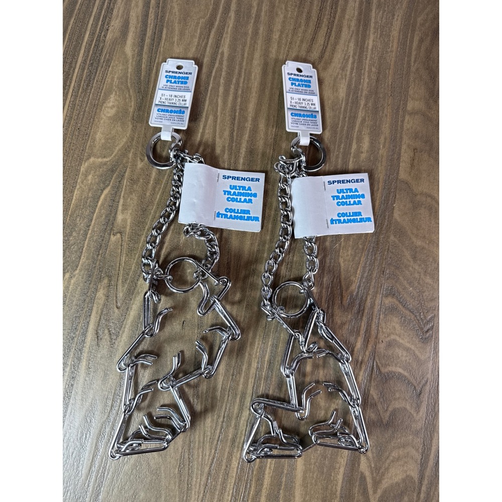 Herm Sprenger Ultra Training Collar Dog 2 Pack 18in Silver New Chrome 3.25mm